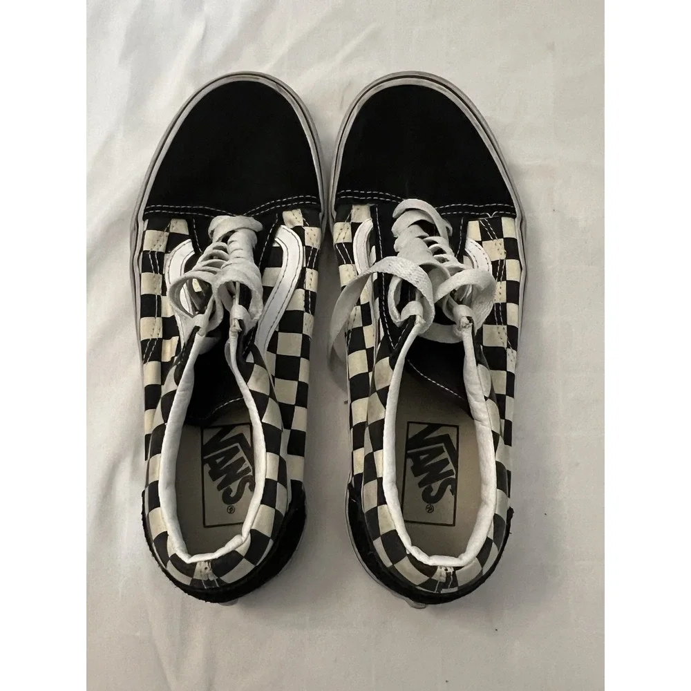 Vans Low Skate Shoes Unisex M7.5 W9 Black‎ Checkered Suede Lace Up Old Skool